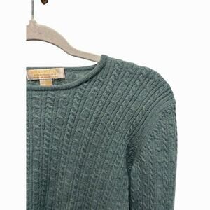 Vintage Brooks Brothers Merino Wool Sweater Cable Knit Turquoise Blue Women's S